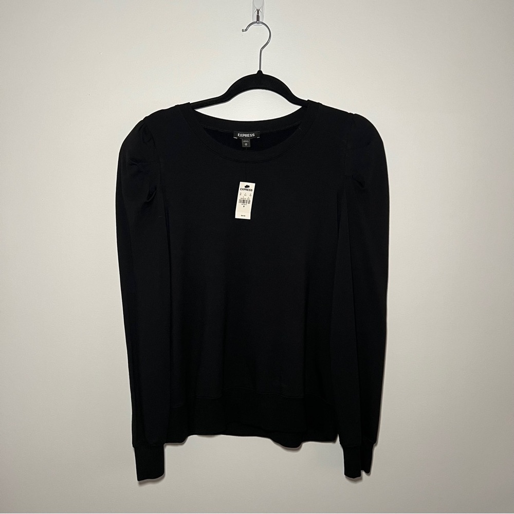 NWT Express Black Puff Sleeve Sweatshirt Size M